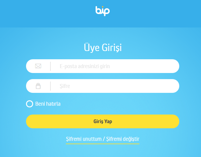 First login screen of the BiP Business panel
